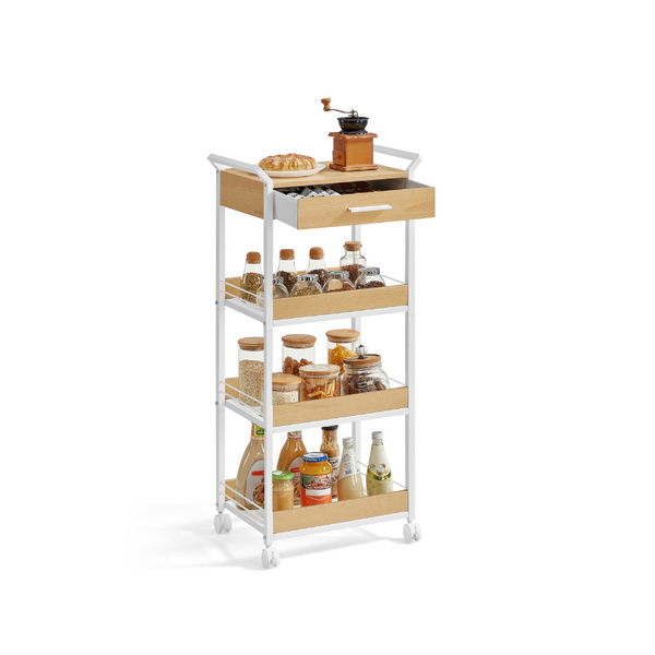 VASAGLE Rolling Utility Cart with Table Top and Handles ULRC049N01