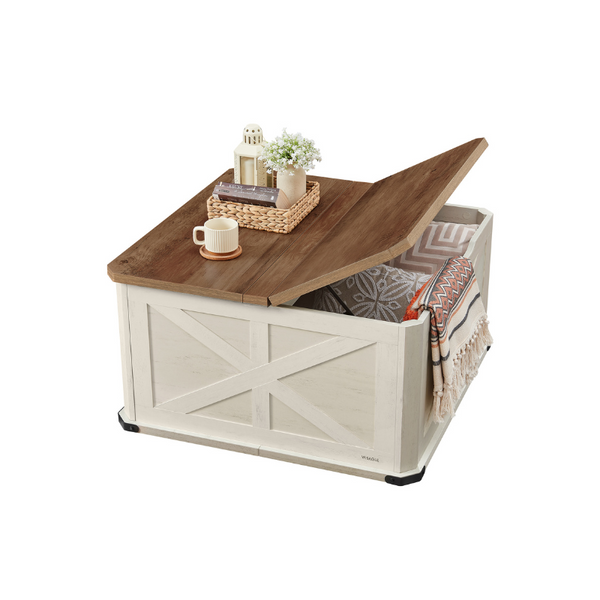 VASAGLE Farmhouse Coffee Table with Storage ULCT232W73