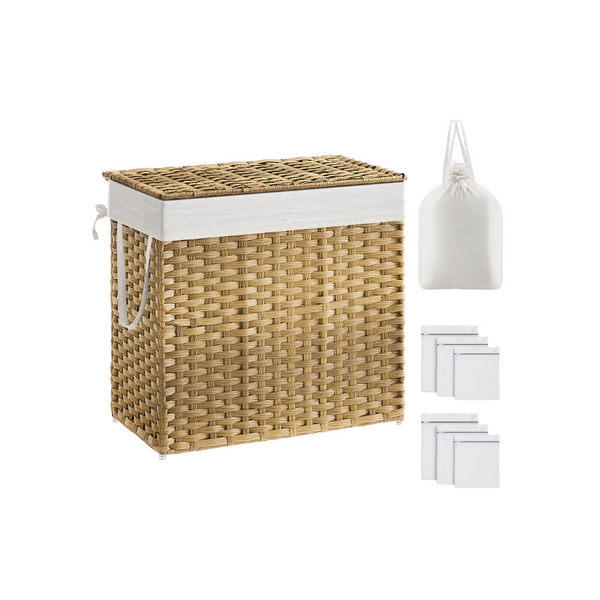 VASAGLE Wicker Laundry Hamper with Lid ULCB253N01