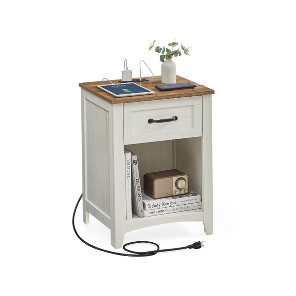 VASAGLE Nightstands with Charging Station and Open Compartment ULET659K41