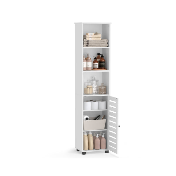 VASAGLE Bathroom Tall Cabinet with Open Compartments and Adjustable Shelves BBK160W01