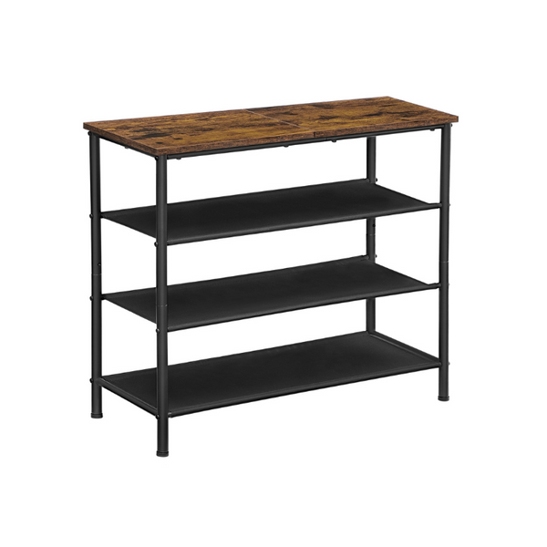 VASAGLE Shoe Storage Rack with 3 Fabric Shelves CLBS035B01
