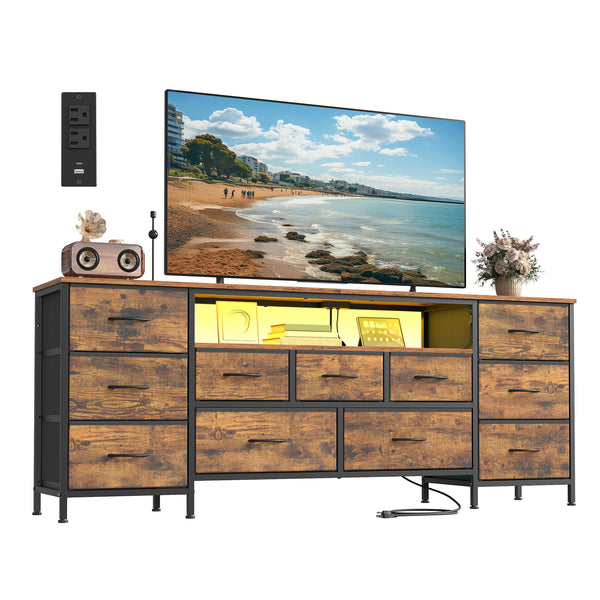 SONGMICS BELLAH TV Stand with Fabric Drawers CLGS043K101