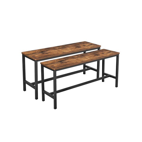 VASAGLE Set of 2 Dining Table Benches Rustic Brown UKTB33X