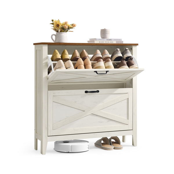 VASAGLE LIRY Collection - Shoe Storage Cabinet with Flip Drawers CHSC201W01