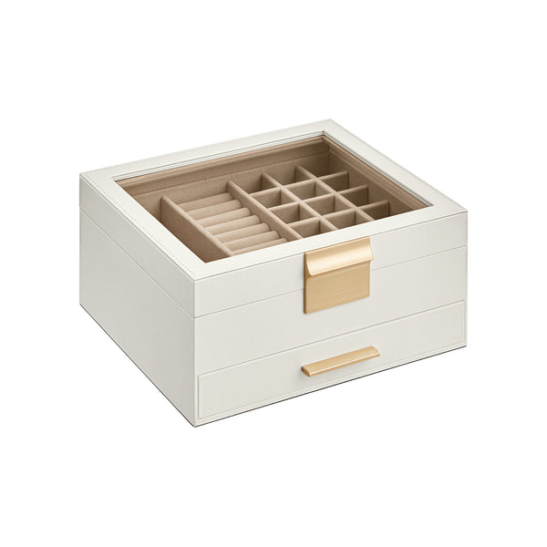 SONGMICS Jewelry Box with Glass Lid for Big and Small Jewelry UJBC174W01