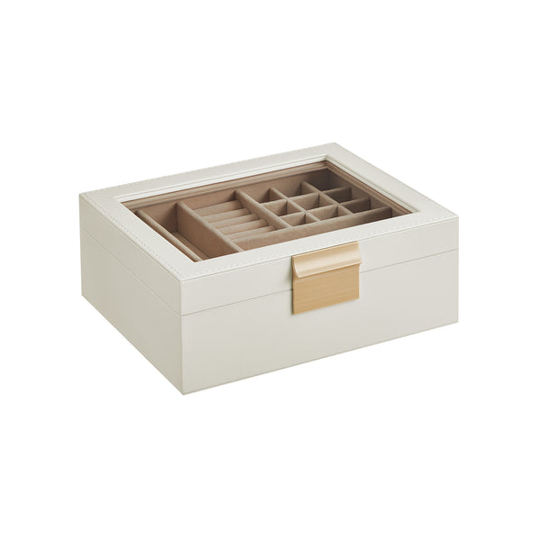 SONGMICS 2-Layer Jewelry Box with Removable Tray UJBC238W01