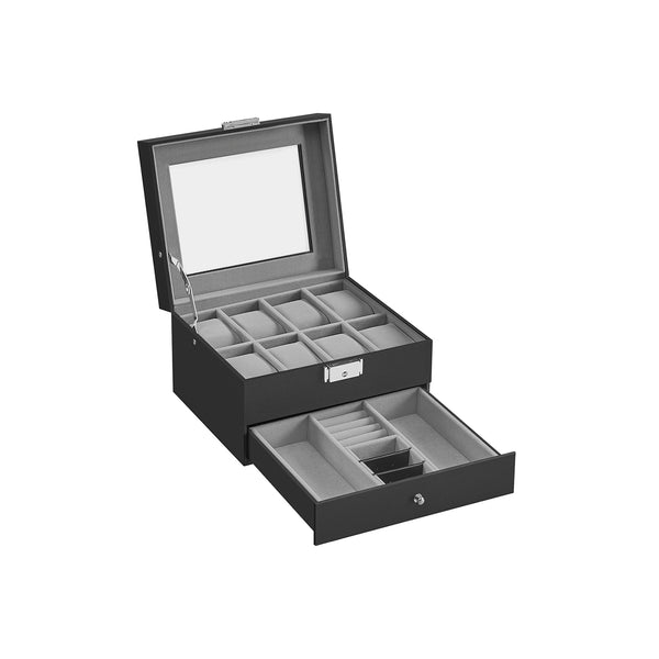 SONGMICS Lockable Watch Box With Glass Lid UJWB080G01