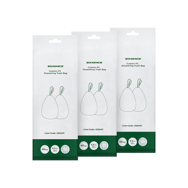 SONGMICS Small Trash Bags for 6.6 Gallon Trash Cans 120 Count UKRB025A03