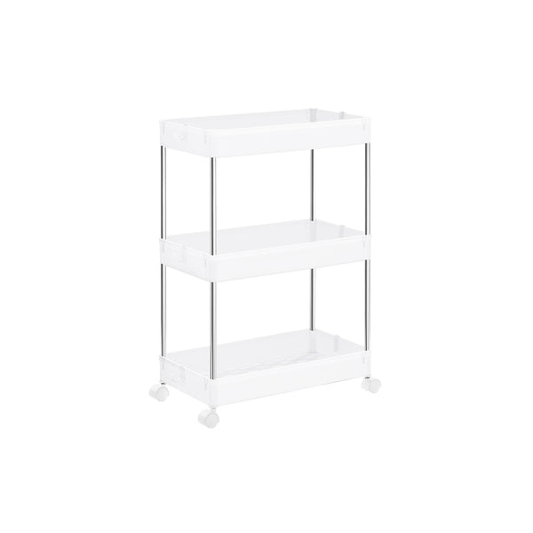 SONGMICS White 3-Tier Storage Rack on Wheels UKSC009W01