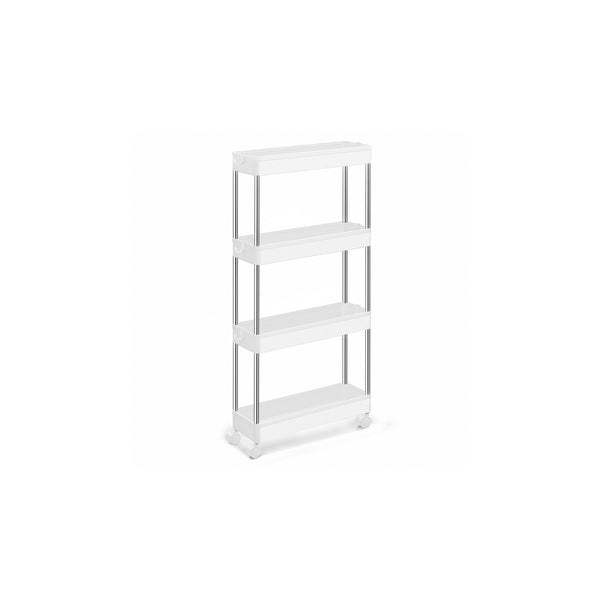 SONGMICS White 4-Tier Slim Storage Cart with Hooks UKSC08WT