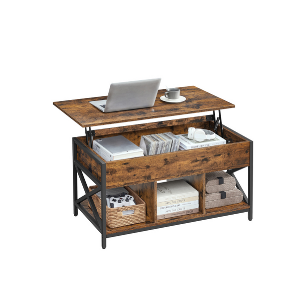VASAGLE Industrial Brown Lift Top Coffee Table ULCT202B01