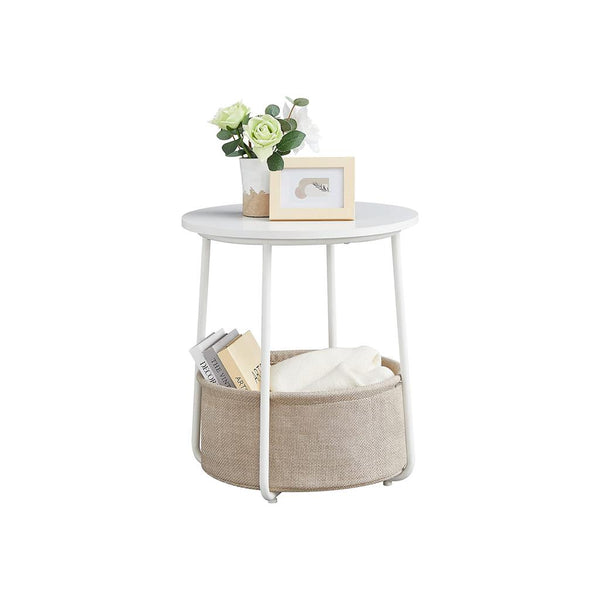 VASAGLE Modern Nightstand with Fabric Basket ULET223W10