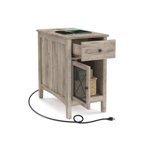 VASAGLE Side Table with USB Ports and Outlets ULET312T02