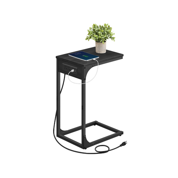VASAGLE C-Shaped Side Table with Charging Station ULET362G01