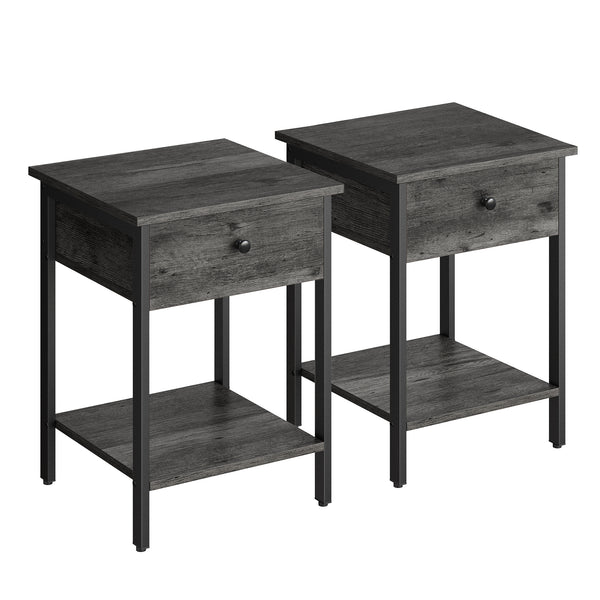 VASAGLE Set of 2 Industrial Nightstands with Drawer ULET506B04
