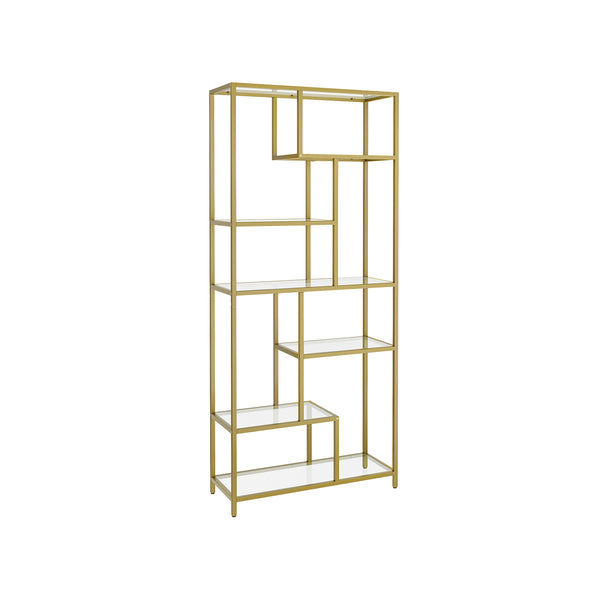 VASAGLE 6-Tier Tall Bookshelf with Tempered Glass Shelves ULGT502A01