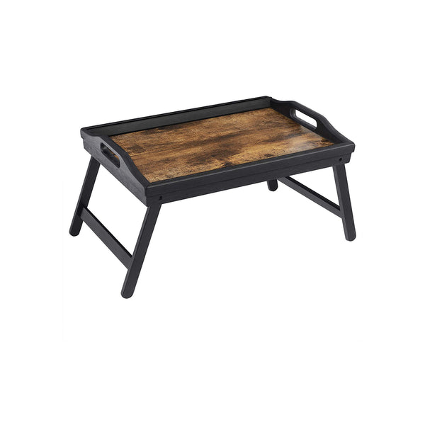 SONGMICS Black & Brown Bed Tray with Foldable Legs ULLD111B01
