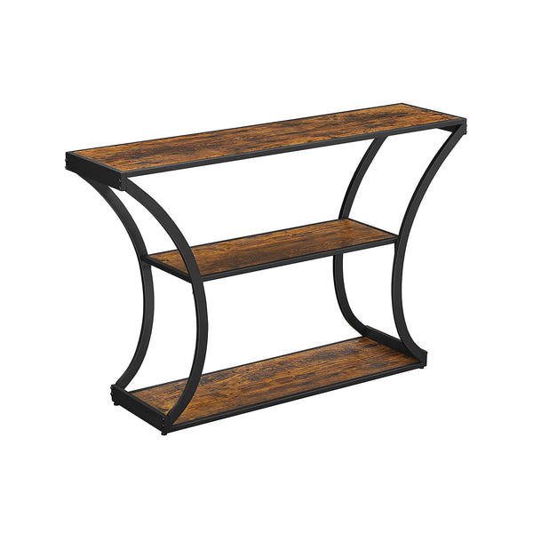 VASAGLE Industrial Brown 3-Tier Console Table with Curved Legs ULNT089B01