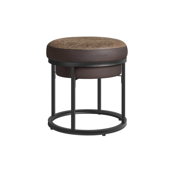 SONGMICS HOME LUIZ Collection - Round Ottoman Footstool Steel Frame ULOM080K01