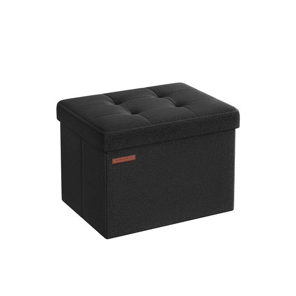 SONGMICS Small Folding Storage Ottoman, Linen-Look Fabric ULSF102B01