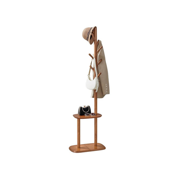 VASAGLE Coat Rack with 8 Hooks and Storage Shelf URCR040K01