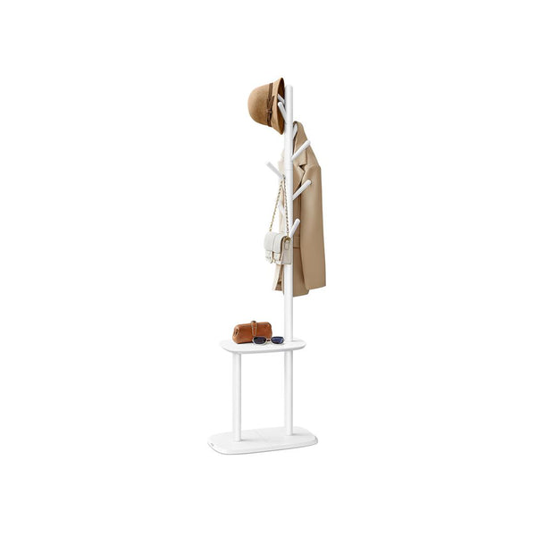 VASAGLE Coat Rack with 8 Hooks and Storage Shelf URCR040W01