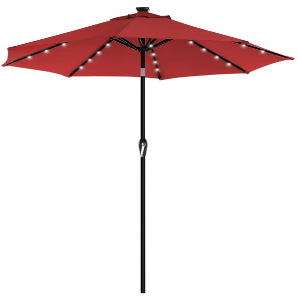 SONGMICS Solar Patio Umbrella with Tilt and Crank Mechanism UGPU11RD