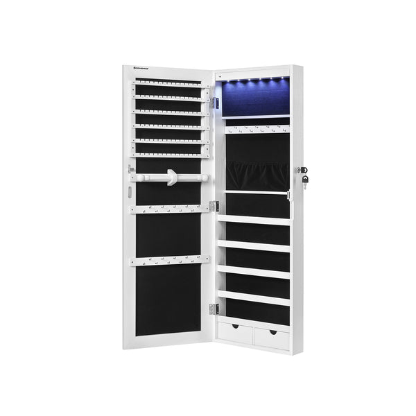 SONGMICS 42.5"H Full Screen Mirrored Jewelry Cabinet UJJC99WT