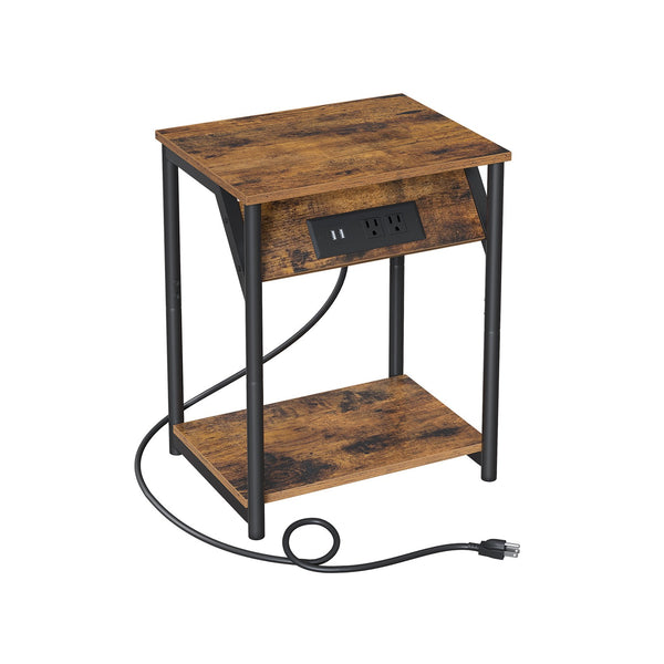 VASAGLE End Table with USB Ports and Outlets CLET371B01