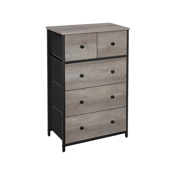 SONGMICS Greige & Black Dresser with 5 Fabric Drawers ULGS045G01