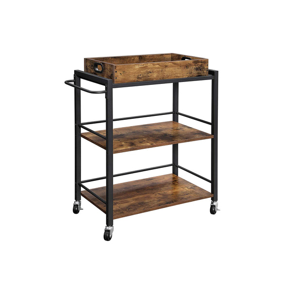 VASAGLE 3-Tier Industrial Bar Cart CLRC72X