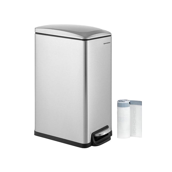 SONGMICS SONGMICS Bathroom Trash Can, Small Trash Bin with Lid, Slim for Small Spaces, Stainless Steel Garbage Can, Soft Close ULTB510E48